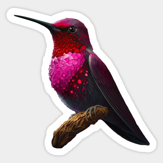 Fantasy Valentine's Day Anna's Hummingbird with Crystal feathers Sticker by SCHummingbirds